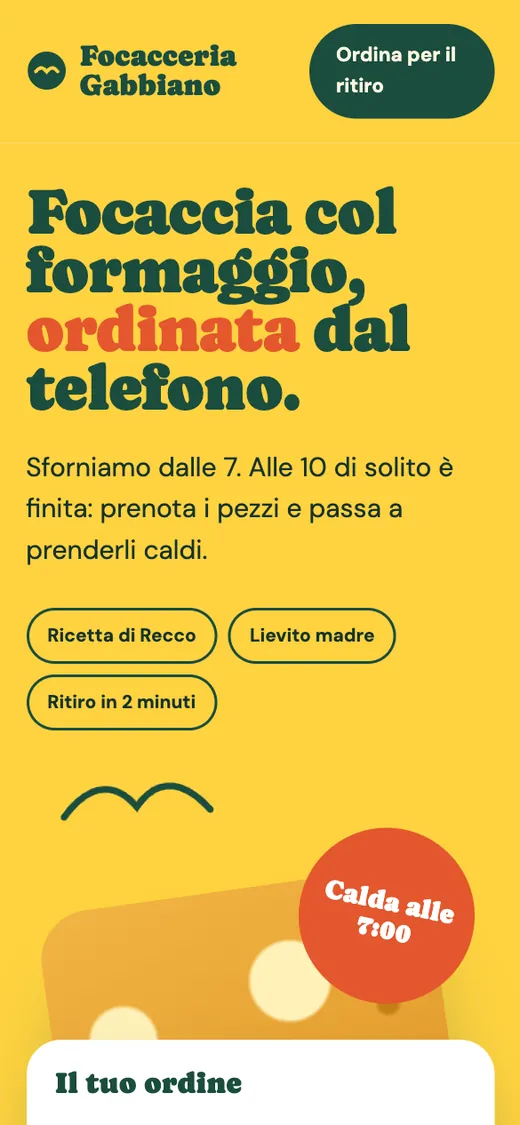 Anteprima smartphone del concept Focacceria Gabbiano