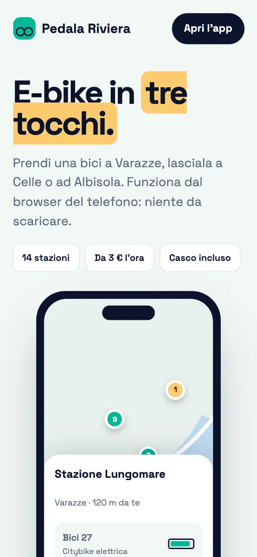 Anteprima smartphone del concept Pedala Riviera