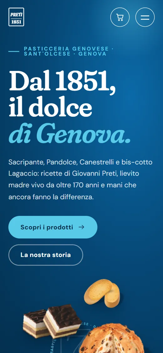 Il sito Preti 1851 su smartphone