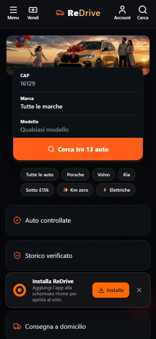 Il sito ReDrive su smartphone