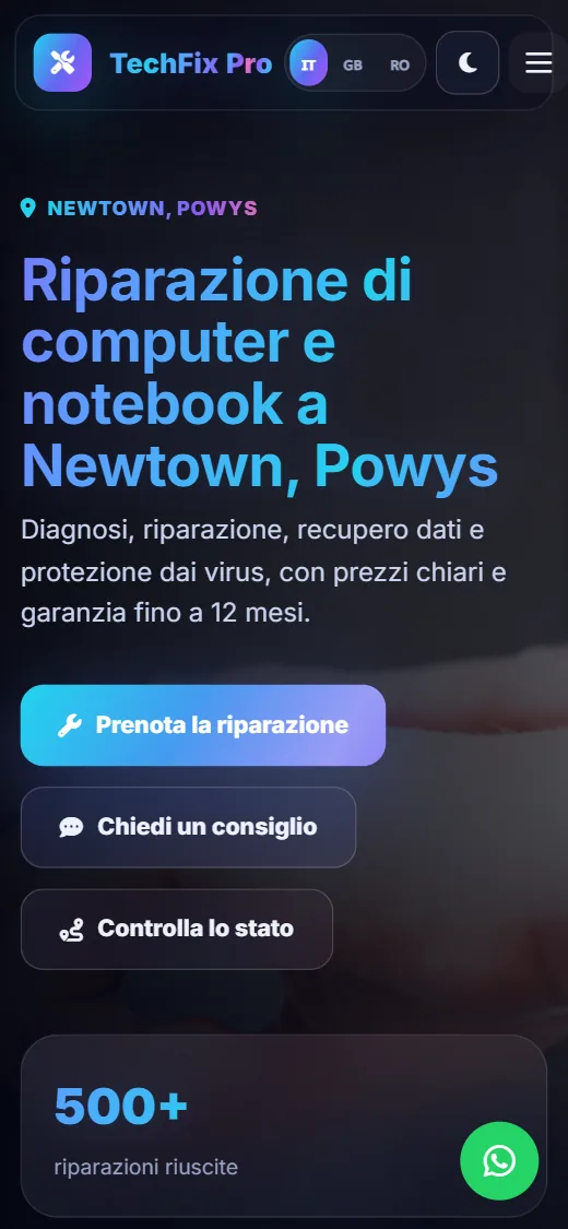 Il sito TechFix Pro su smartphone